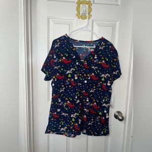 GT performance nurse scrub top Christmas unicorn santa size XL